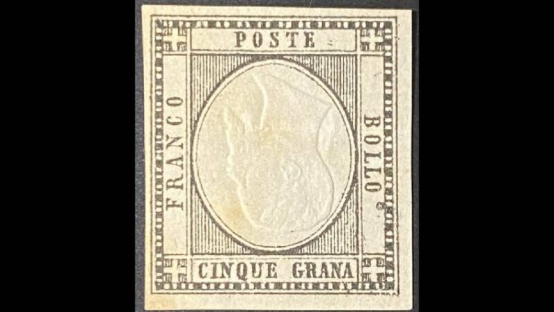 Neapolitan Province 5 Grana Black Fake Stamp