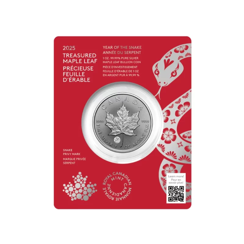 Maple Leaf Lunar Snake Privy 1 oz Silver Coin in Card