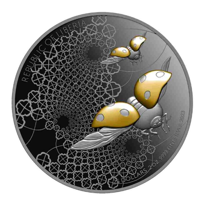 Ladybug 2 Oz UHR Dark gilded silver Coin - Image 2