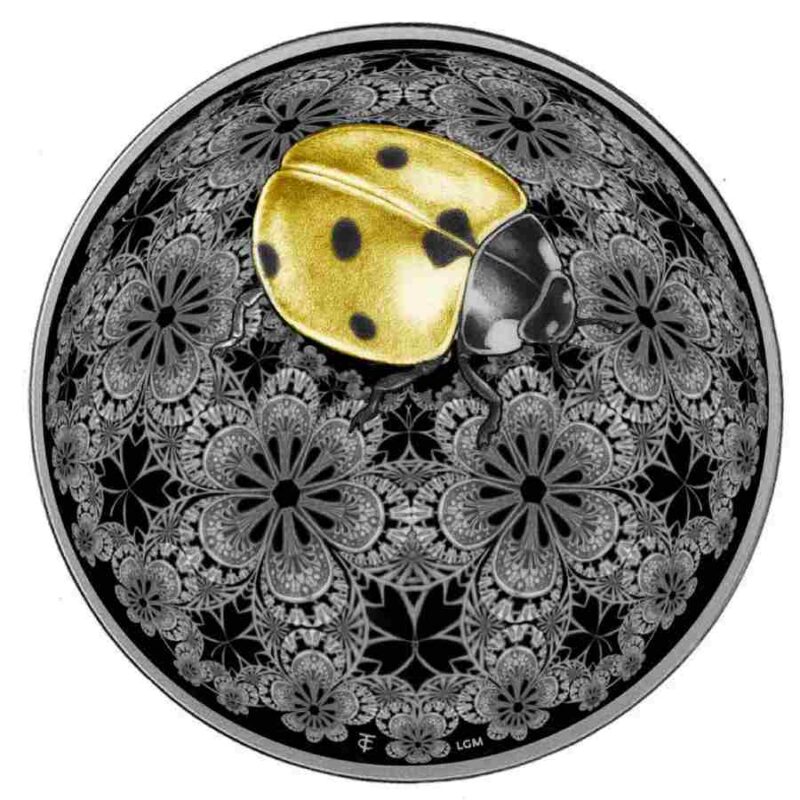 Ladybug 2 Oz UHR Dark gilded silver Coin