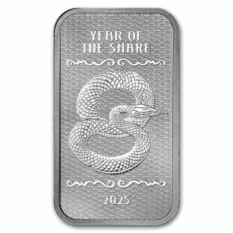 Apmex Lunar Year of the Snake 5 Oz Silver Bar 