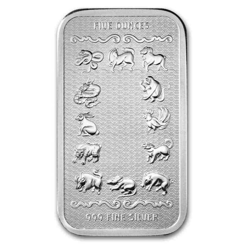 Apmex Lunar Year of the Snake 5 Oz Silver Bar - Image 2